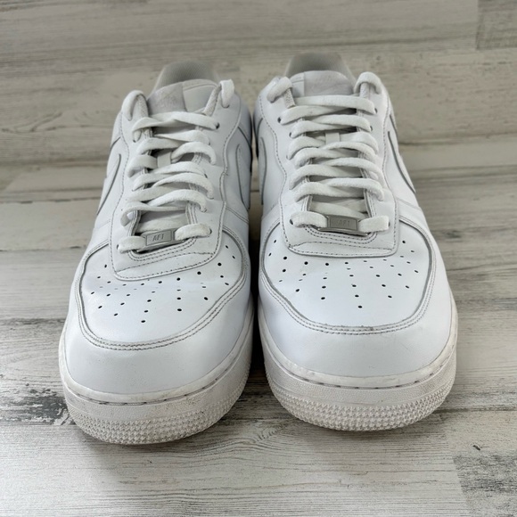 Nike Air Force 1 Men’s Size 14 Low Top Lace Triple White Breathable Upper - Picture 6 of 10